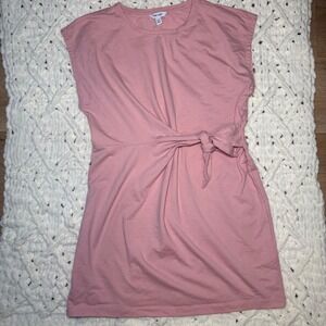 Nine West Pink Tie Front Sleeveless Dress XXL Heart French Terry Sustainable